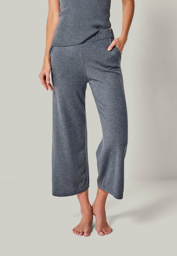 CULOTTE DANA - Wide 7/8 knit pants with side pockets