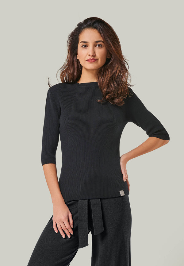 PULLOVER DARIA - short sleeve sweater with stand-up collar