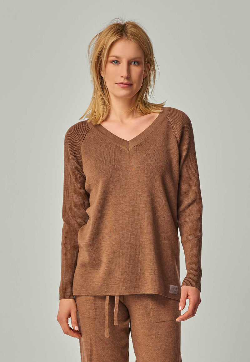 PULLOVER DORINA - Merino Pullover mit V-Ausschnitt