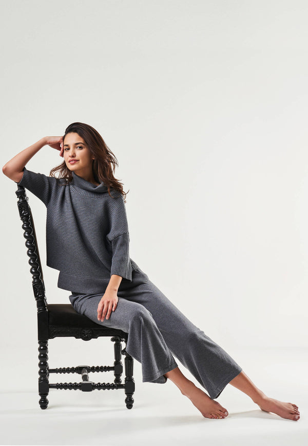 CULOTTE DANA - Wide 7/8 knit pants with side pockets