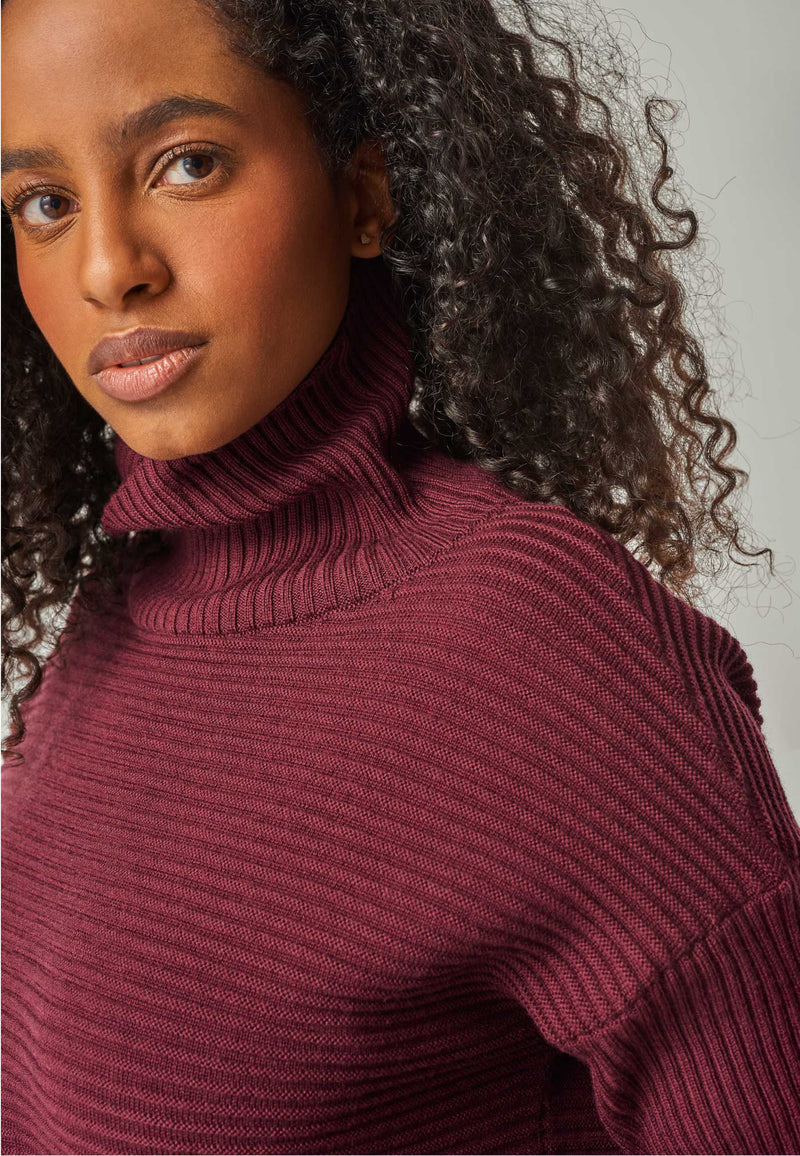 PULLOVER BAILEY - Asymmetrischer Merino Rollkragenpullover