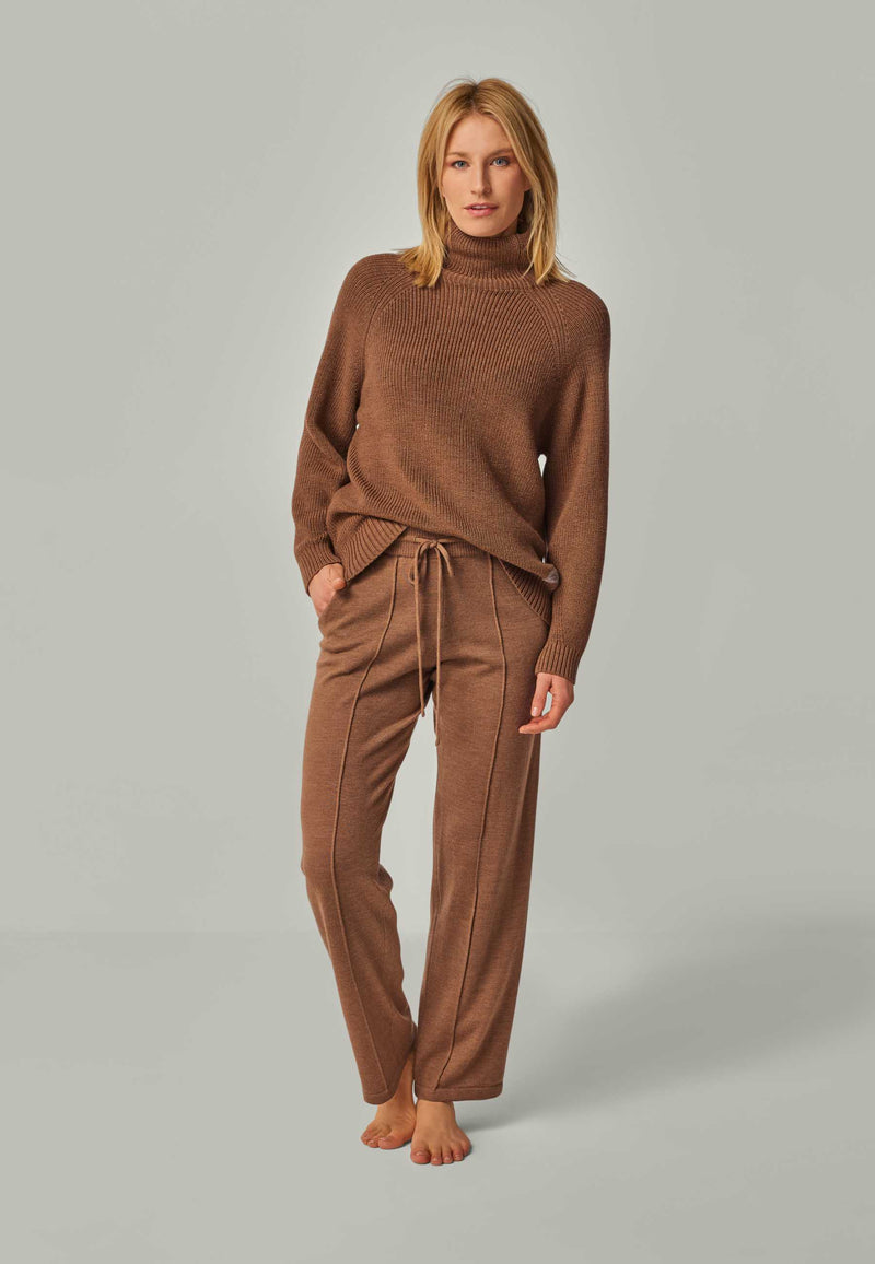 PANTS ELISA - Elegant knitted trousers with piping