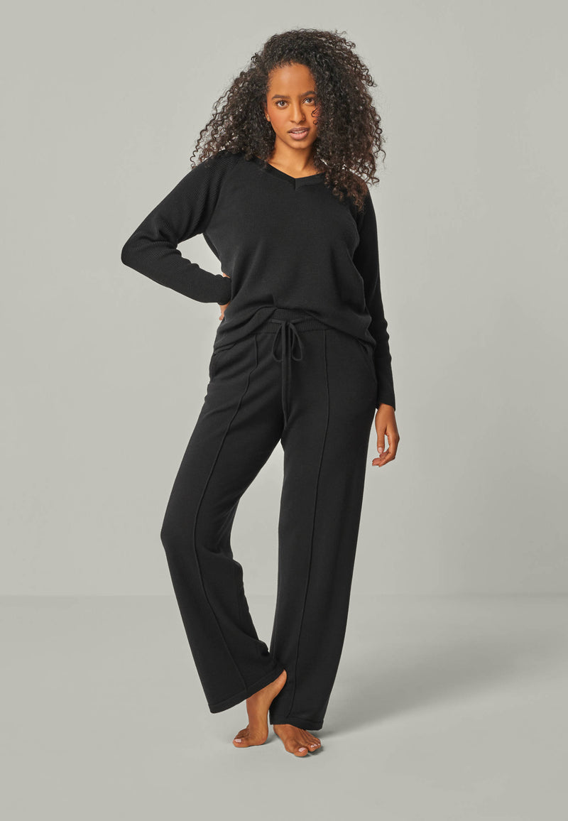 PANTS ELISA - Elegant knitted trousers with piping