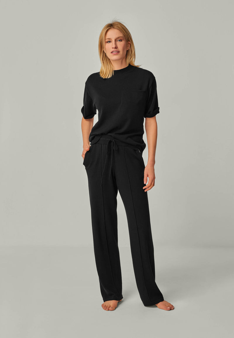 PANTS ELISA - Elegant knitted trousers with piping