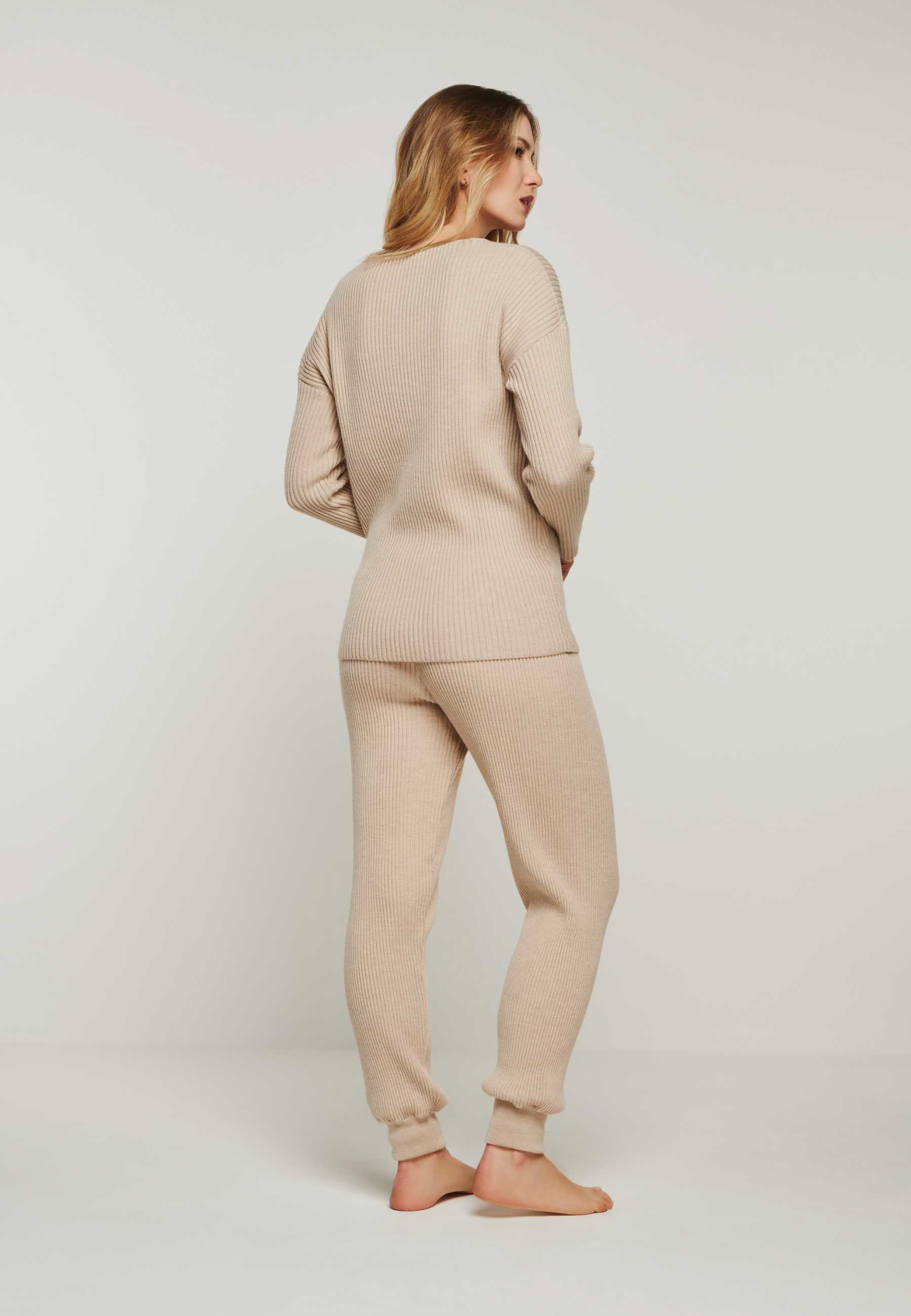 PANTS BLOSSOM - wide ribbed merino lounge pants