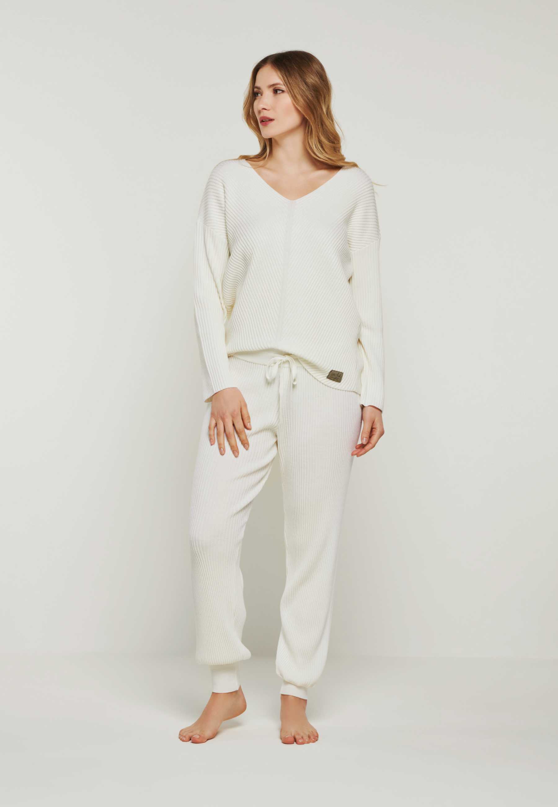 PANTS BLOSSOM - wide ribbed merino lounge pants