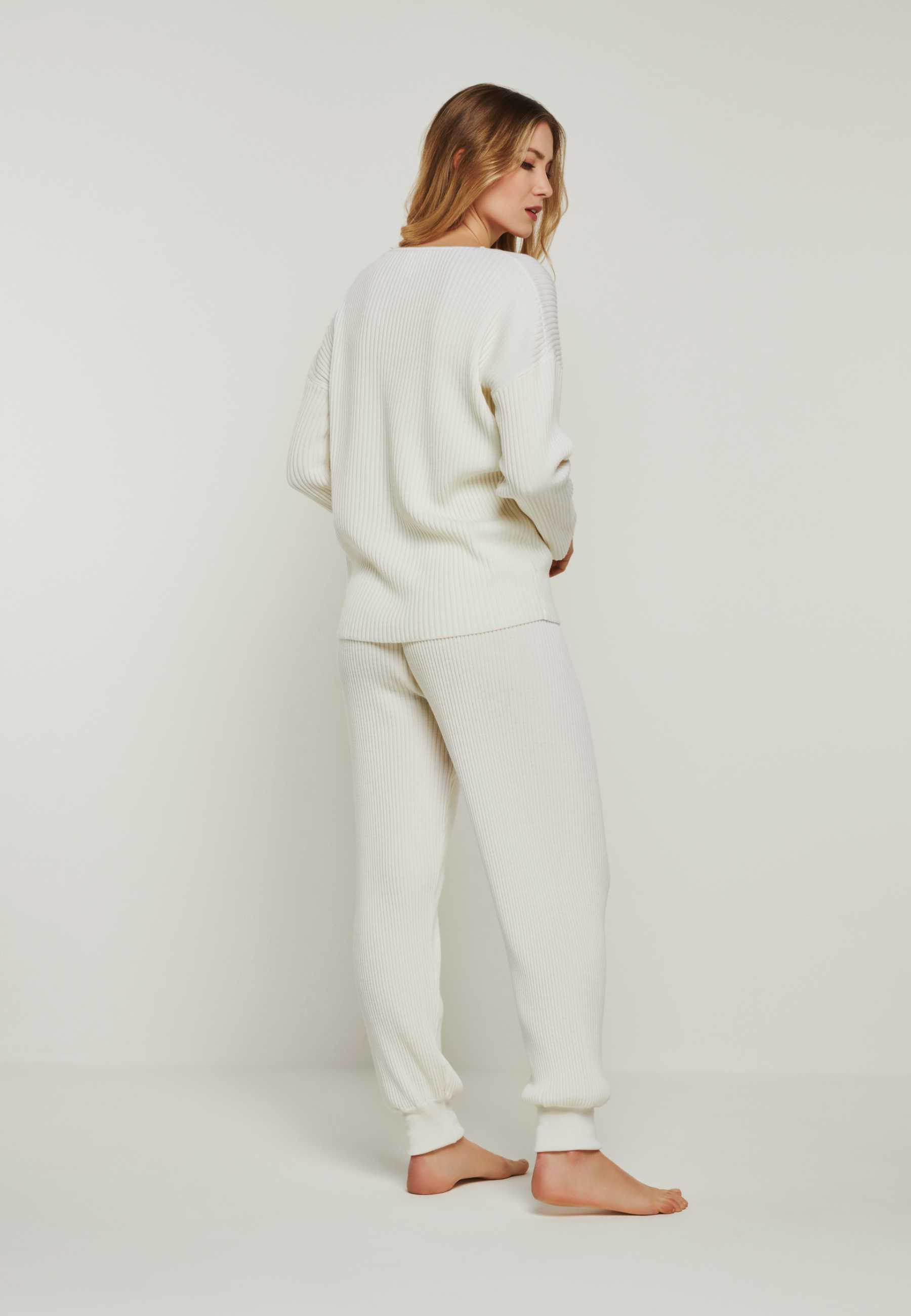 PANTS BLOSSOM - wide ribbed merino lounge pants